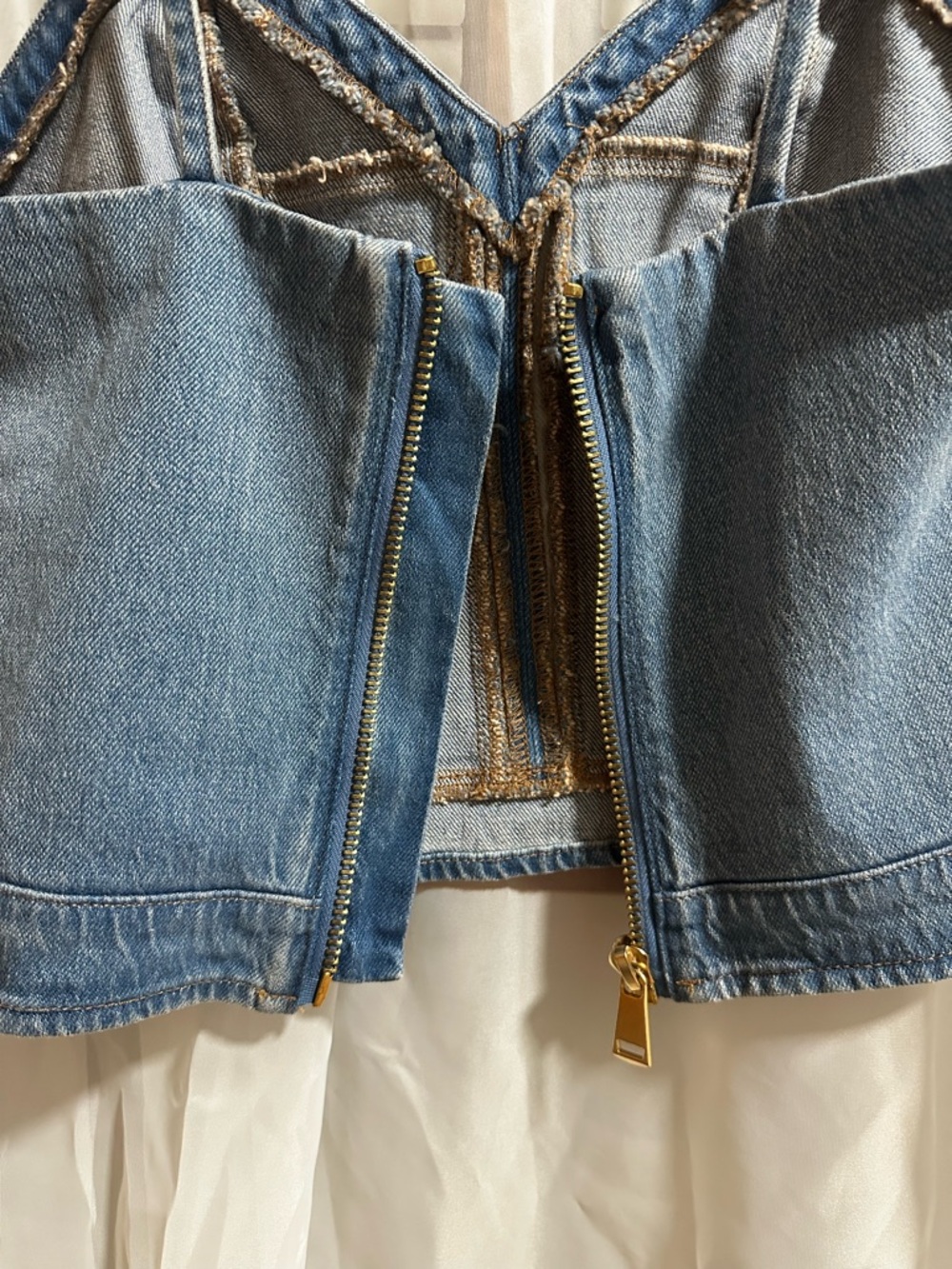 Express Denim Bustier Crop Top NWT - Picture 4 of 7